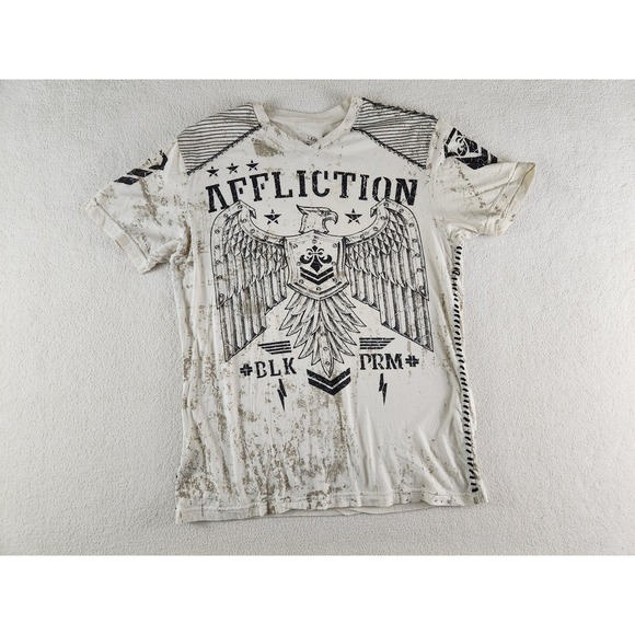 Affliction Other - Mens Tan Short Sleeve Affliction Shirt Size Large Y2K Streetwear Grunge Skater